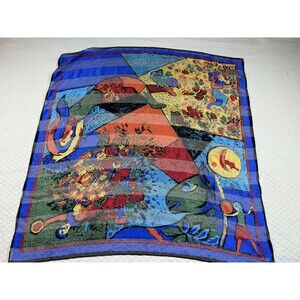 Patricia‎ Paris SCARF Vintage Painting Square Wrap Ancient Greek Fresco 34"